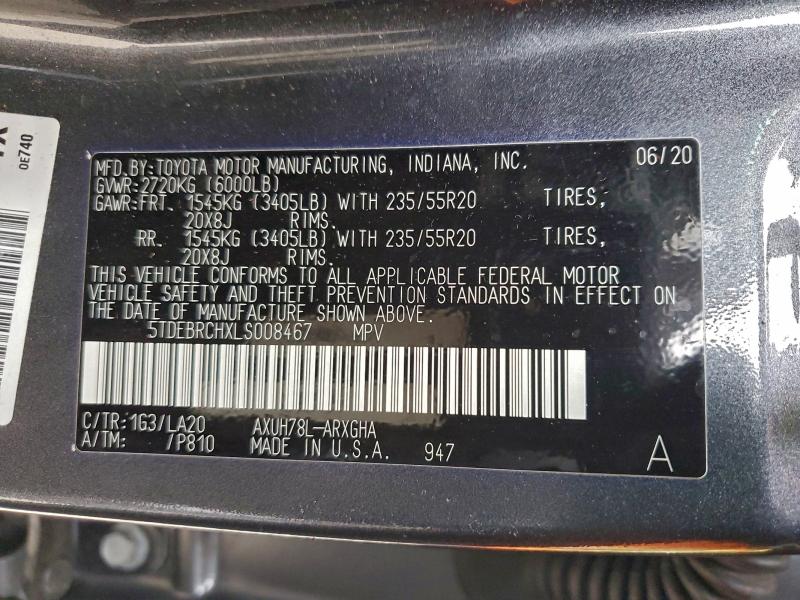 2020 TOYOTA HIGHLANDER #3309507589