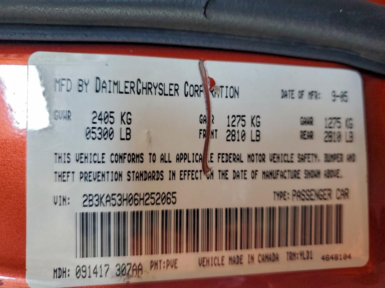 Lot #3316065261 2006 DODGE CHARGER R/