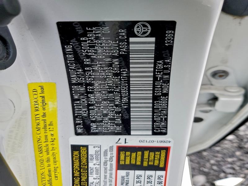 2014 TOYOTA AVALON BAS #3315806375