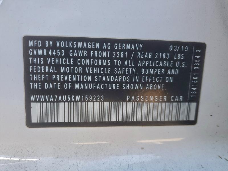 2019 VOLKSWAGEN GOLF R #3302749039