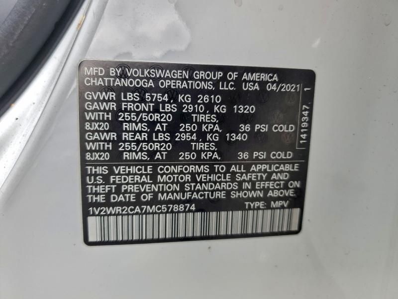 2021 VOLKSWAGEN ATLAS SE #3311548231