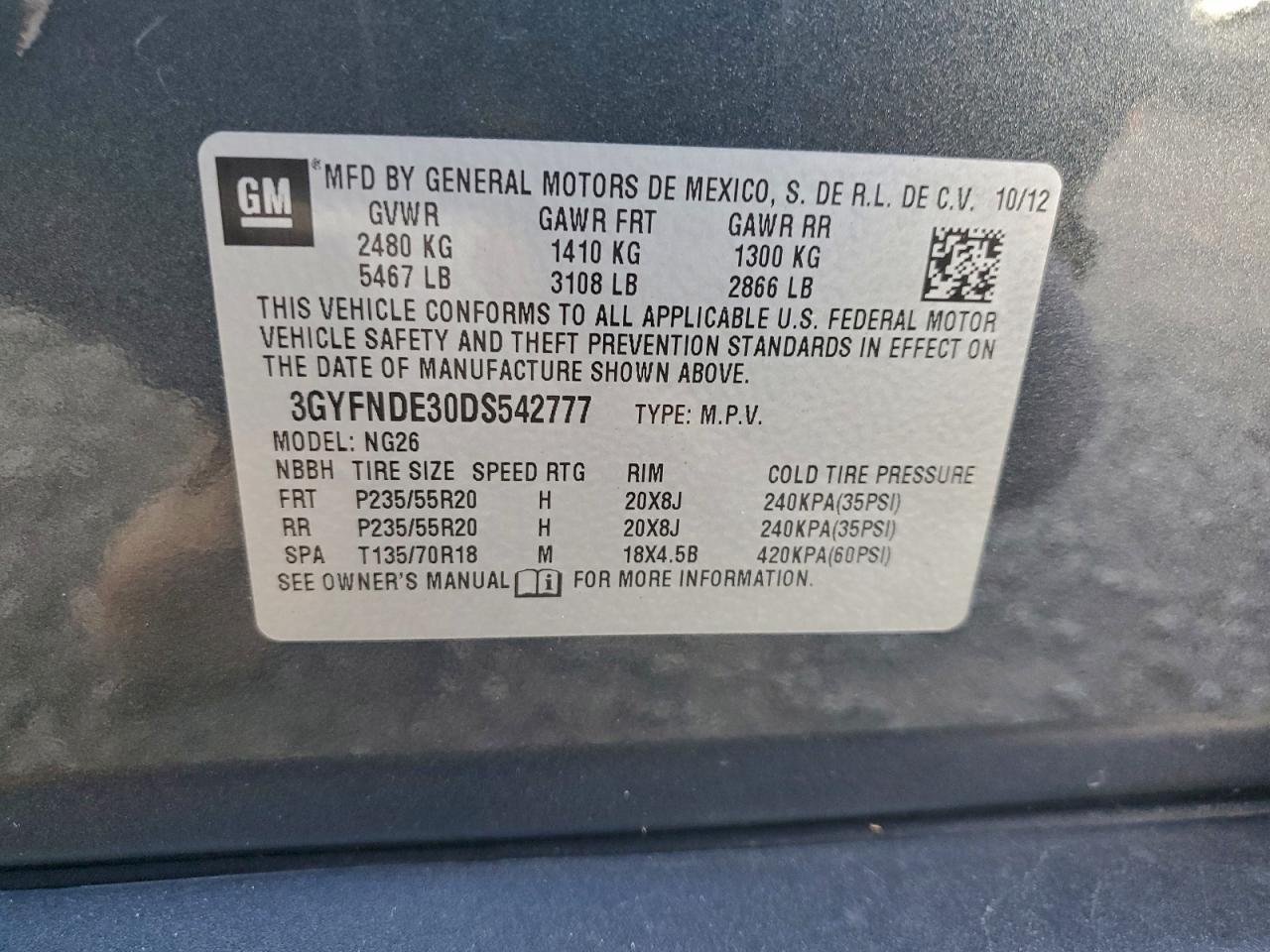 Lot #3317071998 2013 CADILLAC SRX PERFOR