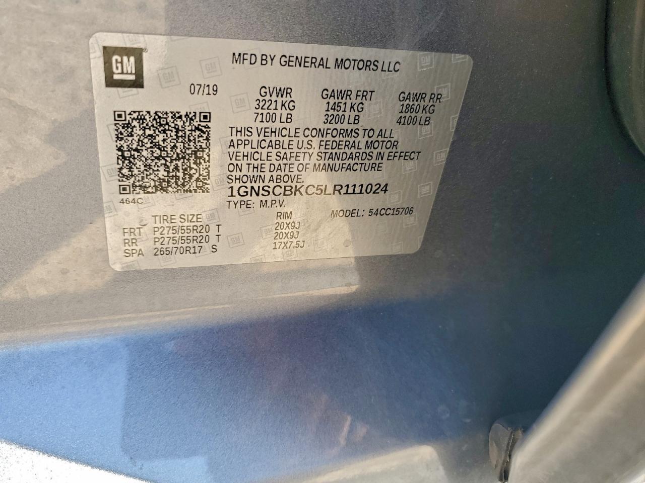 Lot #3315873085 2020 CHEVROLET TAHOE C150