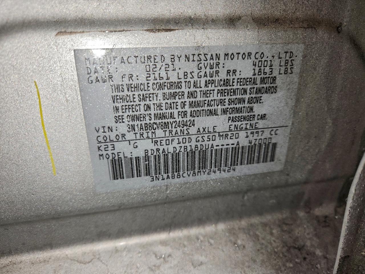 Lot #3317703087 2021 NISSAN SENTRA SV