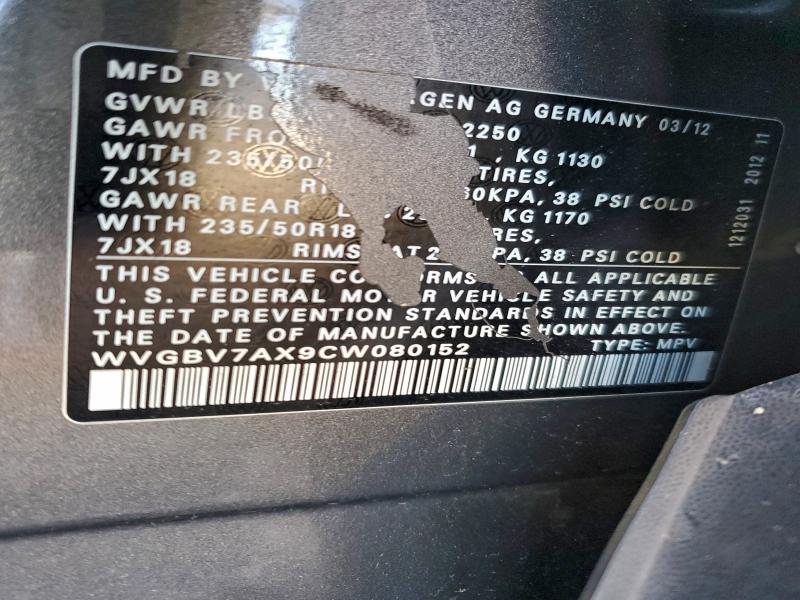 2012 VOLKSWAGEN TIGUAN S #3317707082