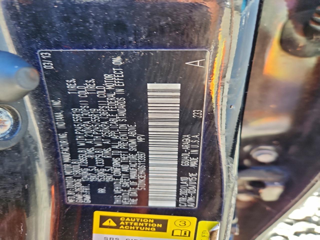 Lot #3316819399 2013 TOYOTA HIGHLANDER