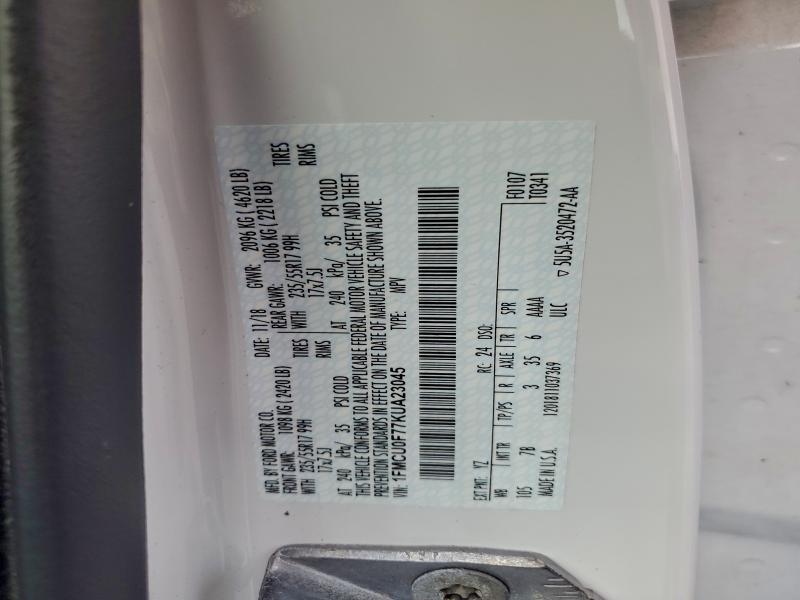 2019 FORD ESCAPE S #3309434001