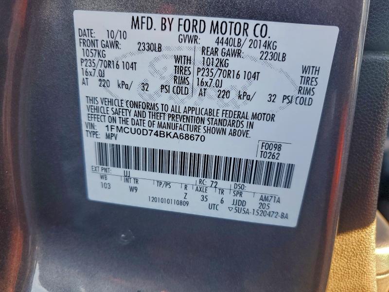 2011 FORD ESCAPE XLT #3305443184