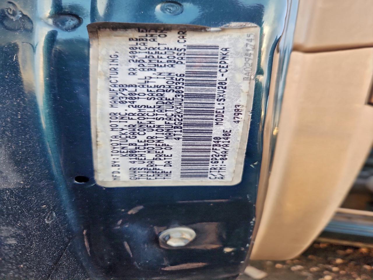 Lot #3316721398 1998 TOYOTA CAMRY CE