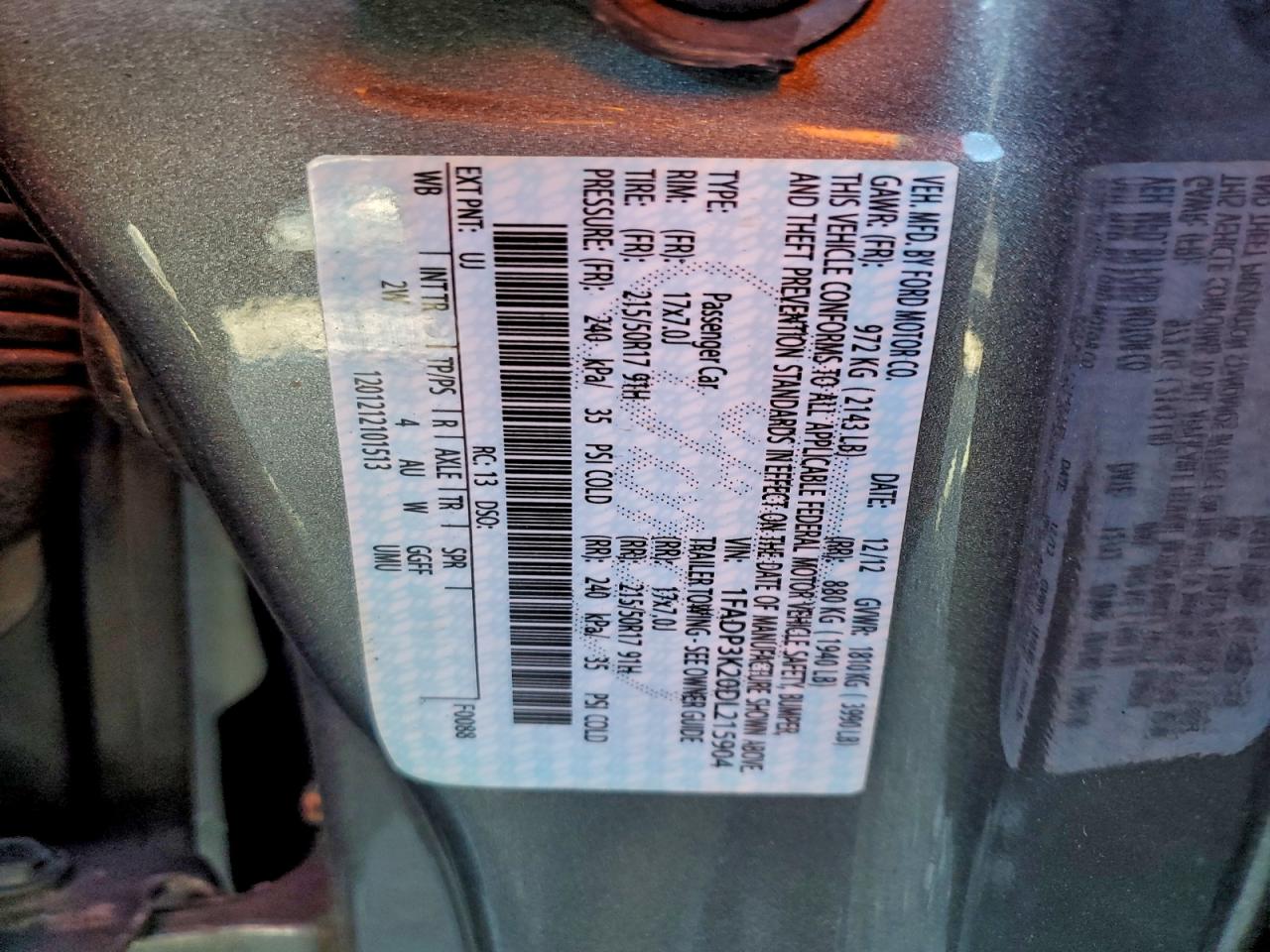 Lot #3309611630 2013 FORD FOCUS SE