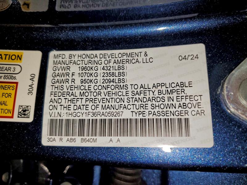 2024 HONDA ACCORD EX #3303789443