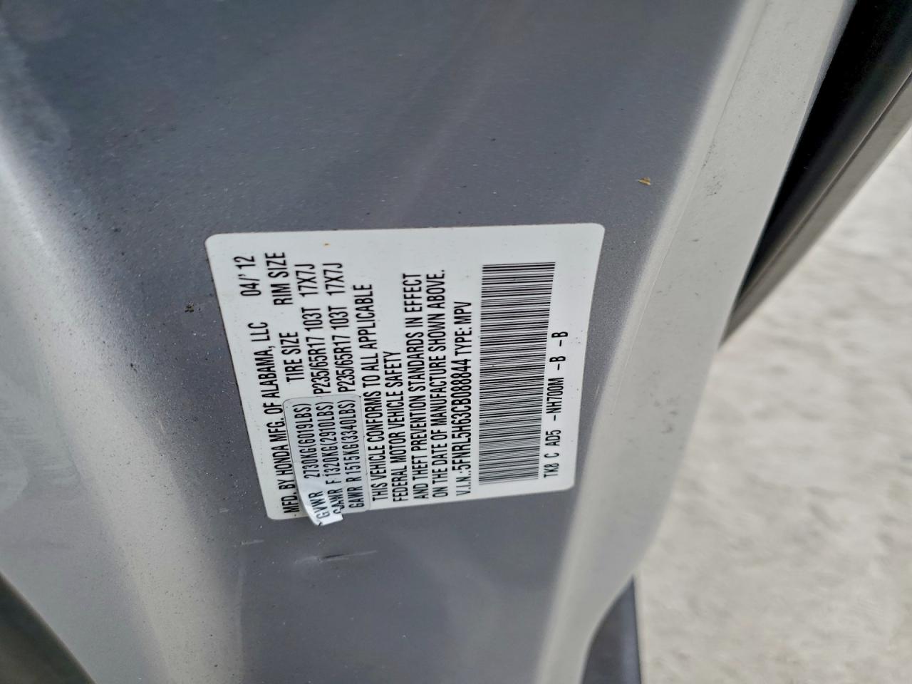 Lot #3301805379 2012 HONDA ODYSSEY EX