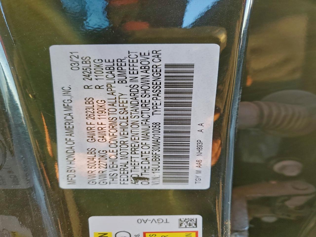 Lot #3317753077 2021 ACURA TLX