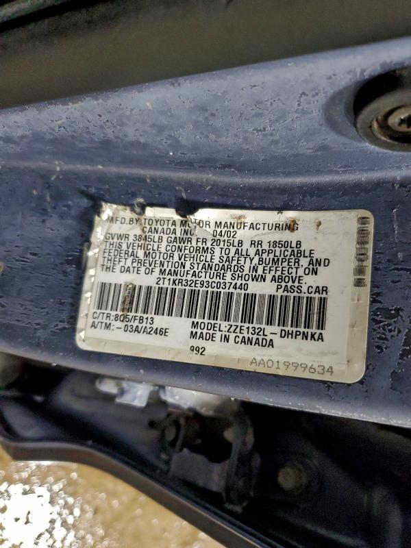 2003 TOYOTA COROLLA MA #3305313327