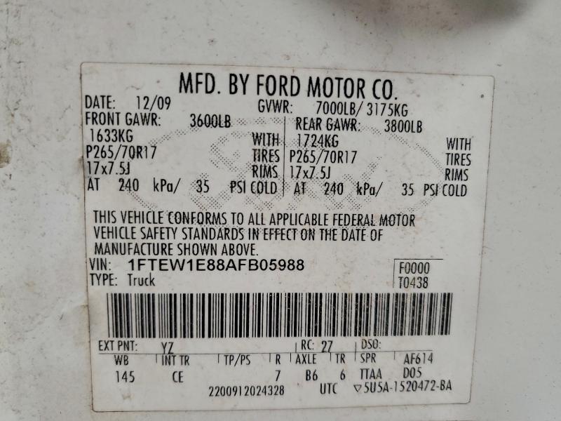 2010 FORD F150 SUPER #3305424441