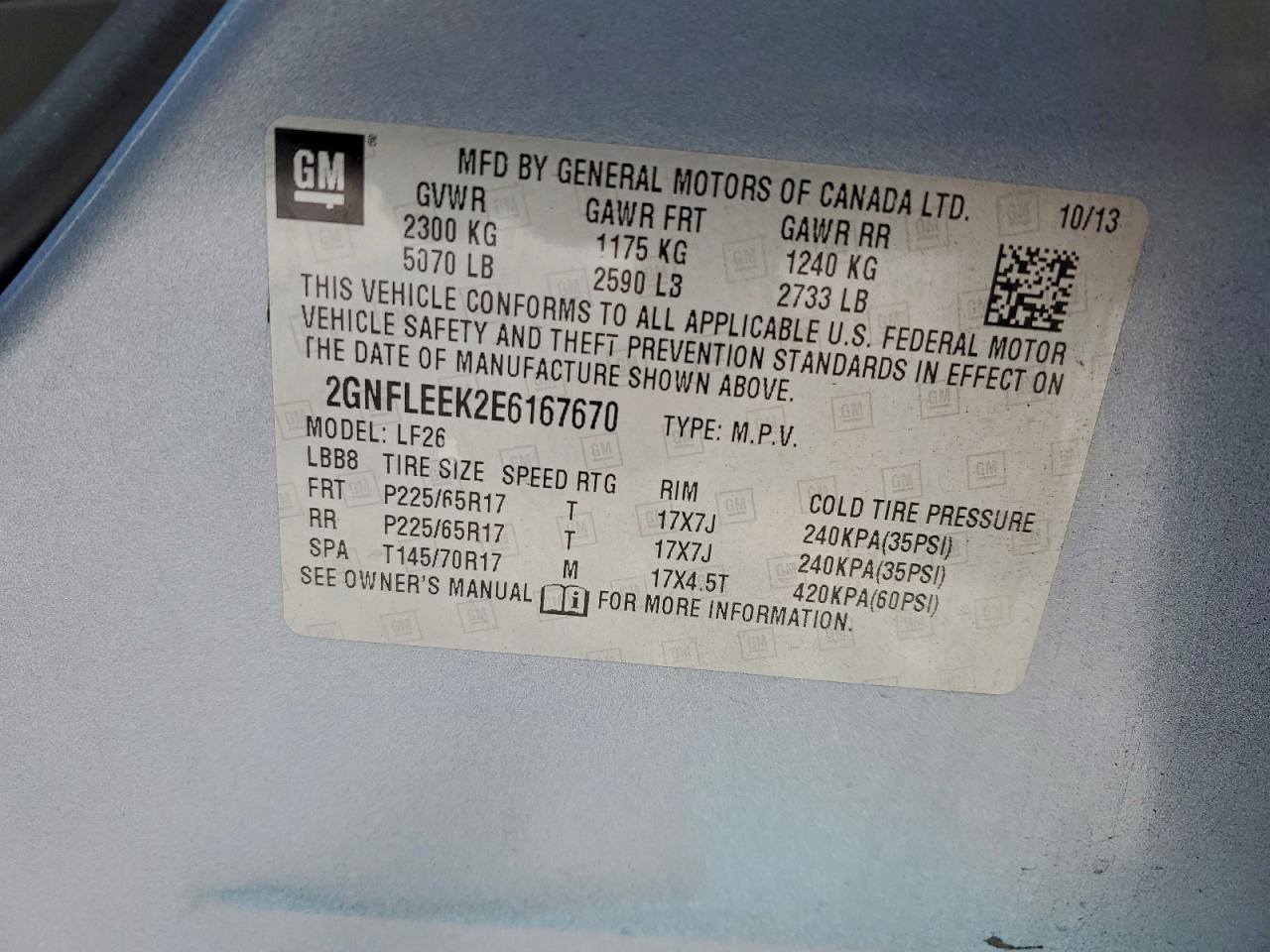 Lot #3315988150 2014 CHEVROLET EQUINOX LS