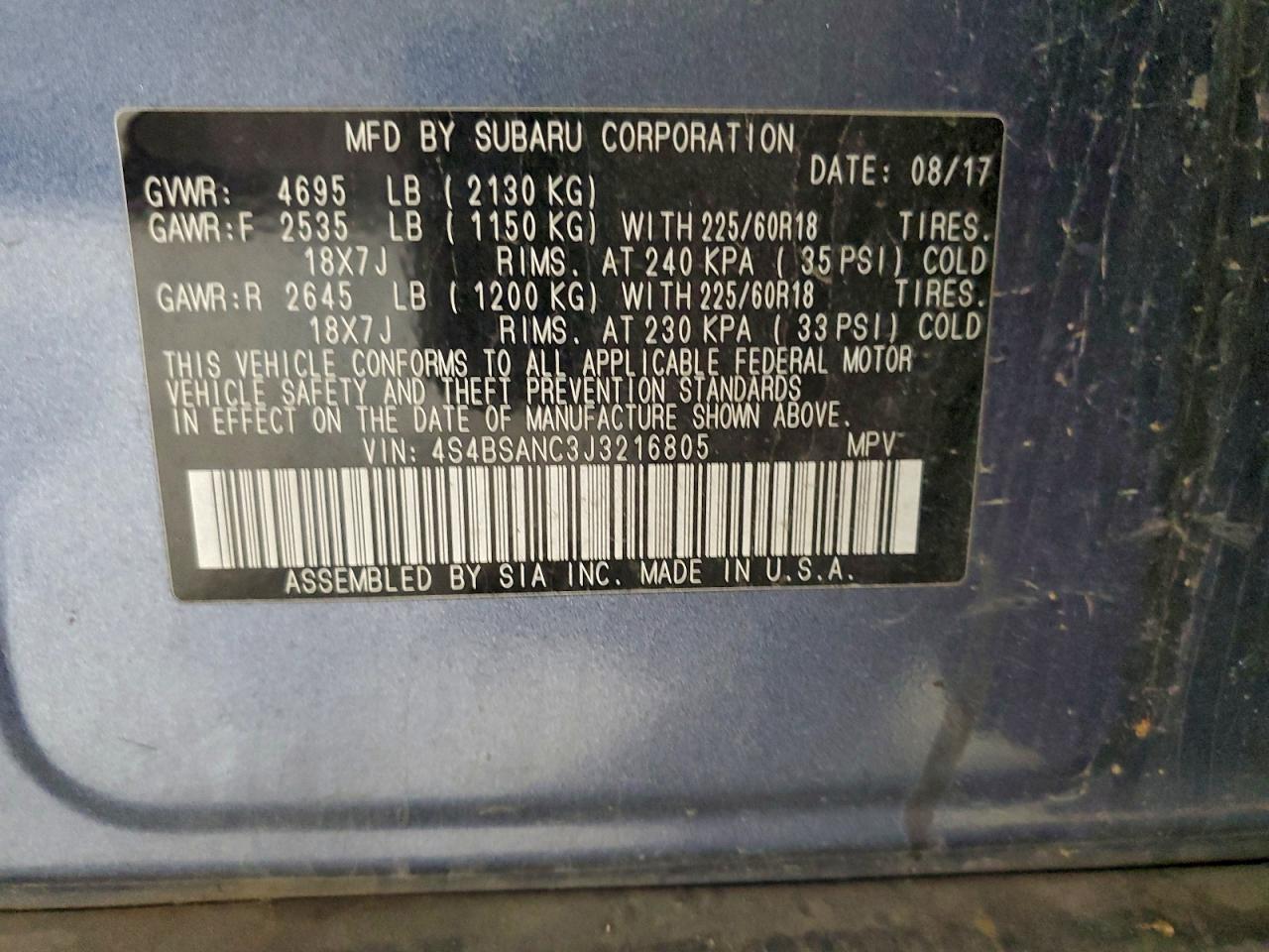 SUBARU OUTBACK 2.5I LIMITED