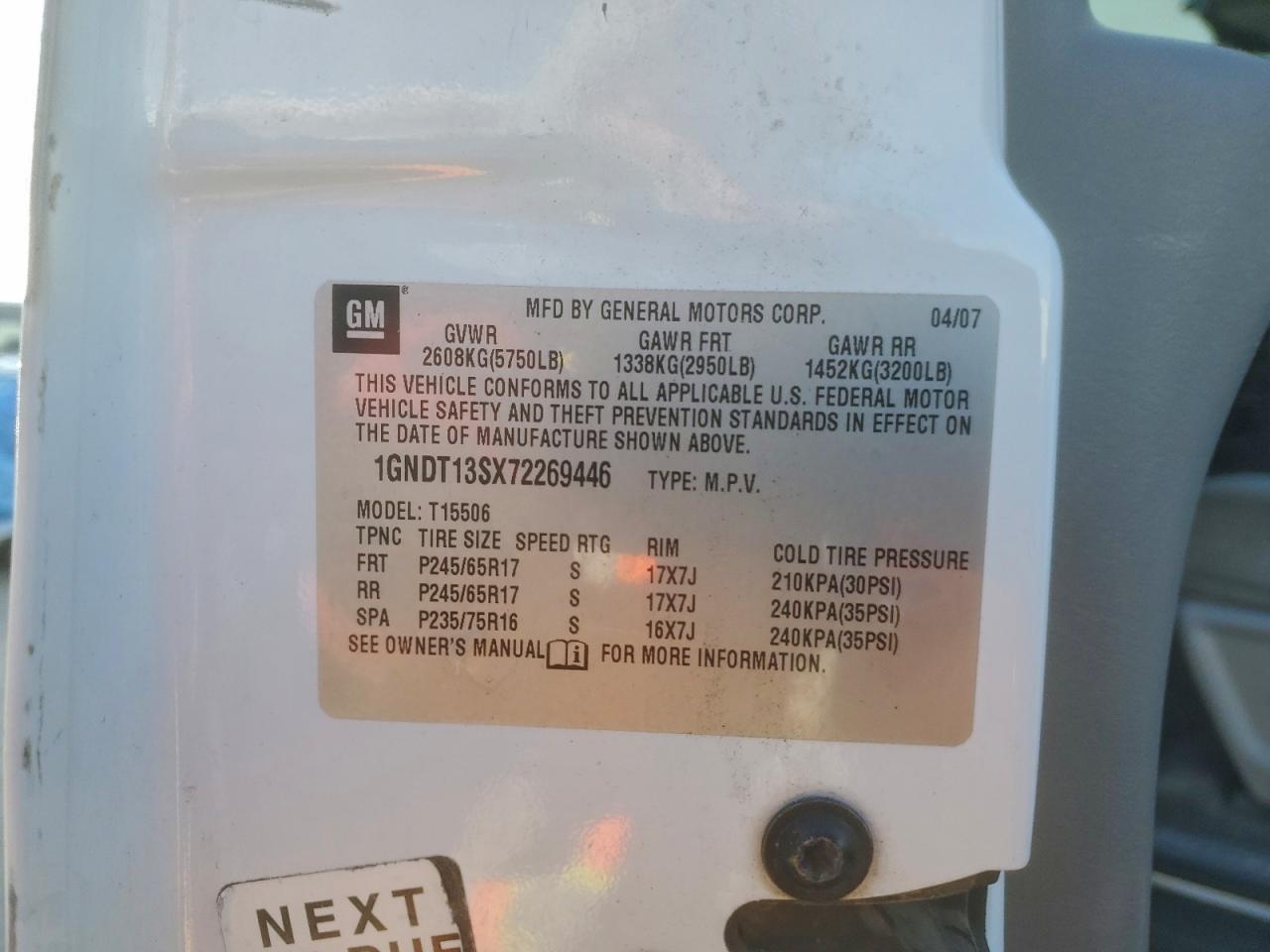 Lot #3316157268 2007 CHEVROLET TRAILBLAZE