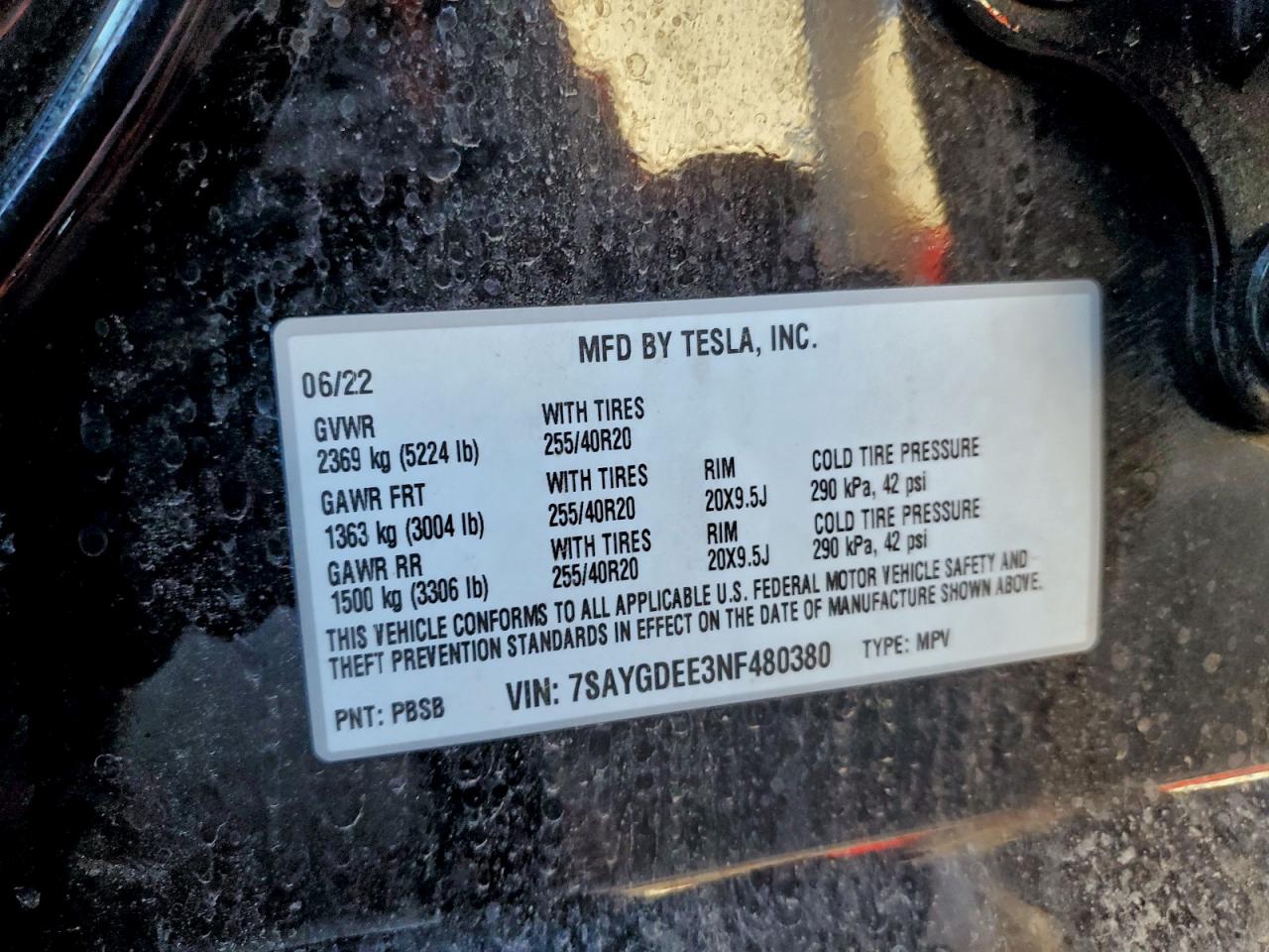 Lot #3318116369 2022 TESLA MODEL Y