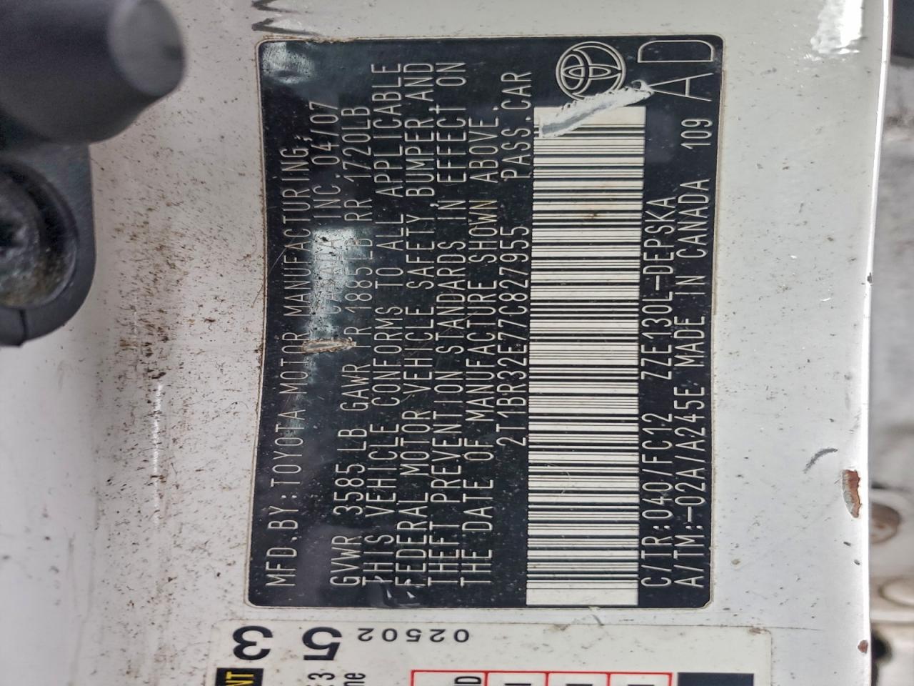 Lot #3315785350 2007 TOYOTA COROLLA CE