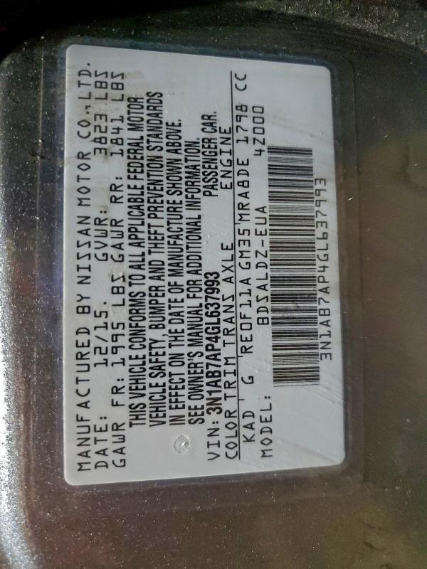 2016 NISSAN SENTRA S #3308227184