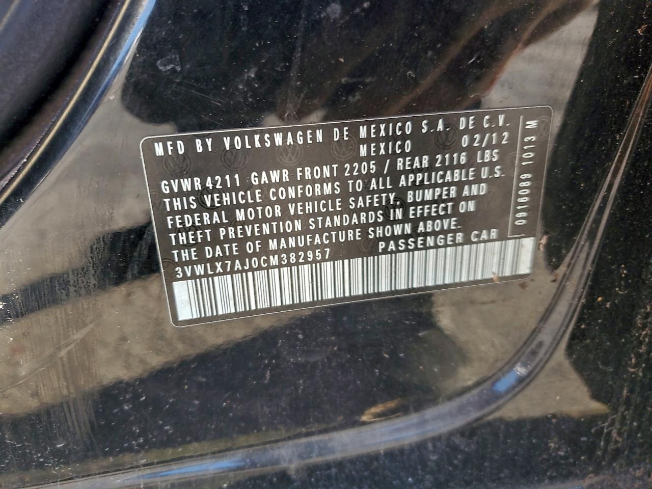 Lot #3311417321 2012 VOLKSWAGEN JETTA SEL