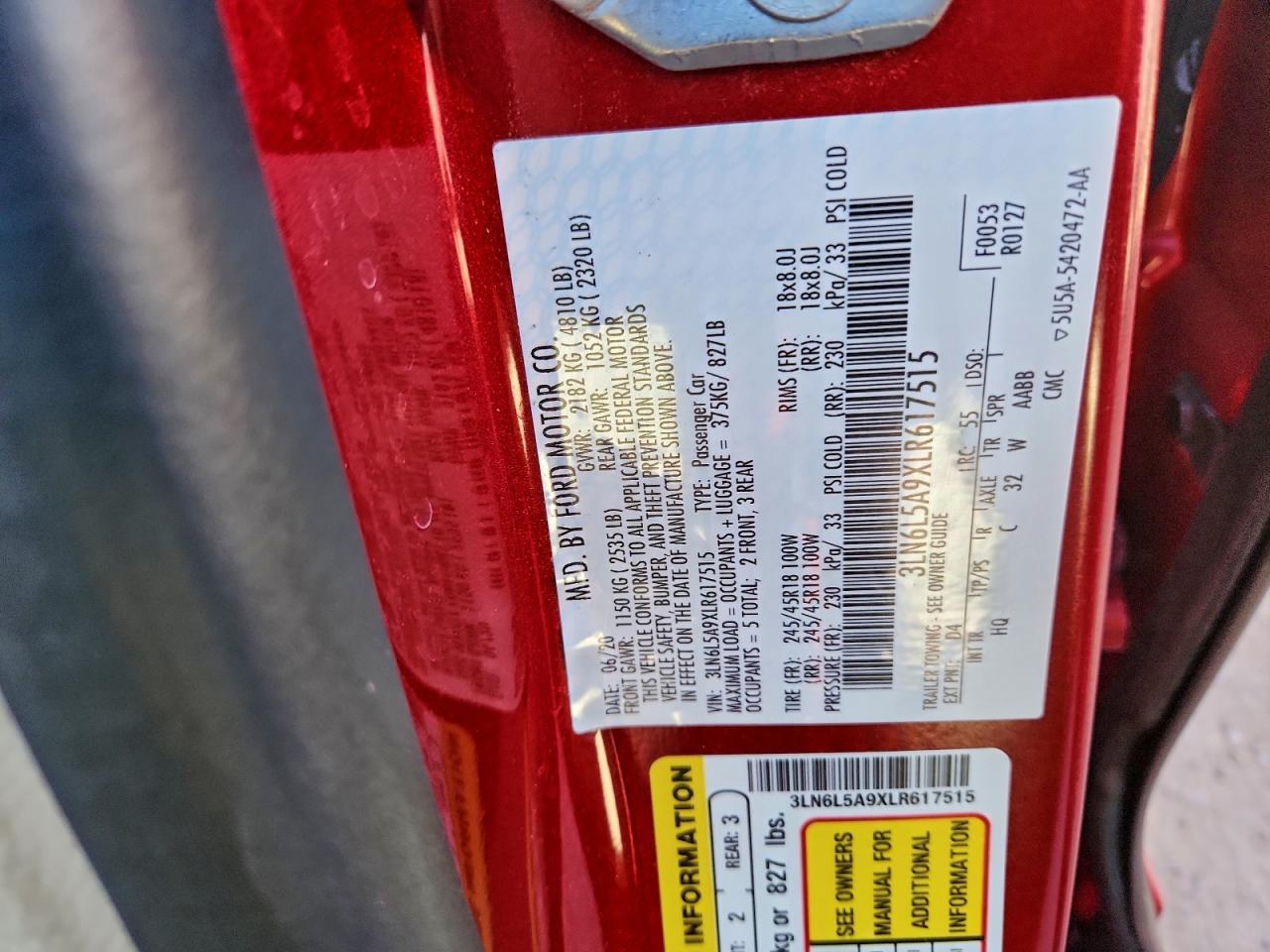 Lot #3318081383 2020 LINCOLN MKZ