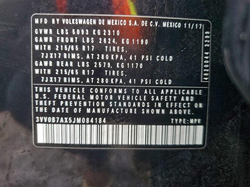 2018 VOLKSWAGEN TIGUAN S #3309194641