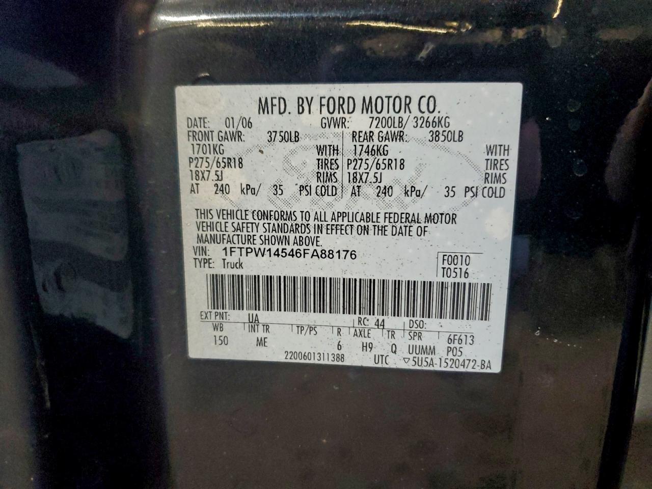 Lot #3319111257 2006 FORD F150 SUPER