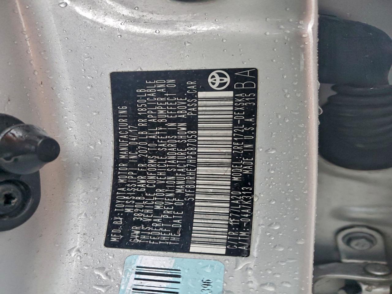 Lot #3310664758 2017 TOYOTA COROLLA L