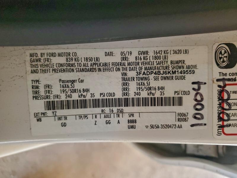 2019 FORD FIESTA SE #3303897723