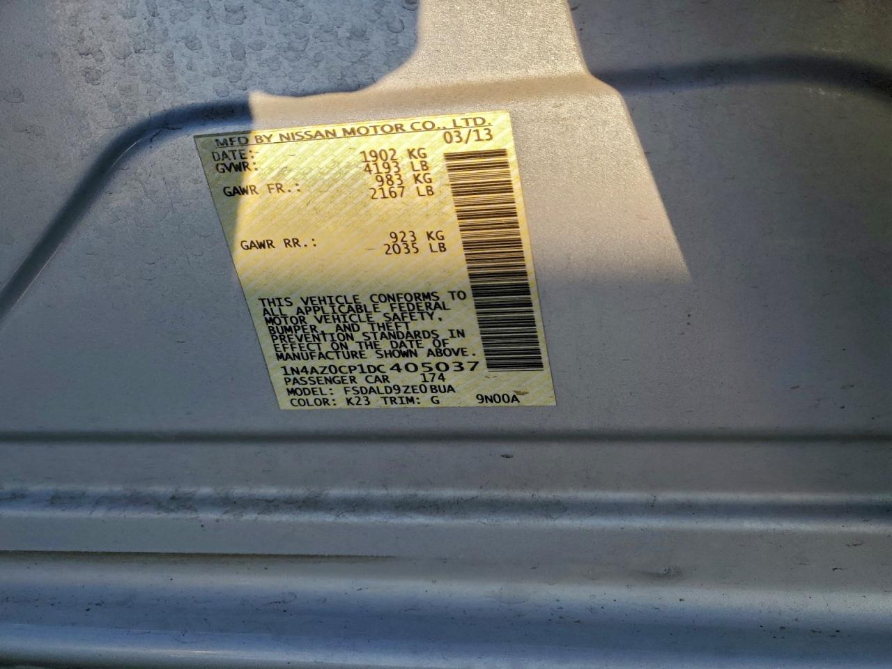 Lot #3306875900 2013 NISSAN LEAF S