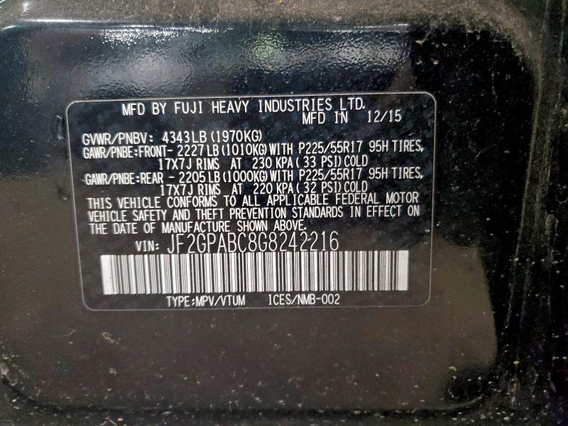 2016 SUBARU CROSSTREK #3318883934