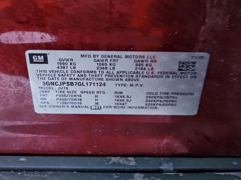 2016 CHEVROLET TRAX 1LT #3306570126