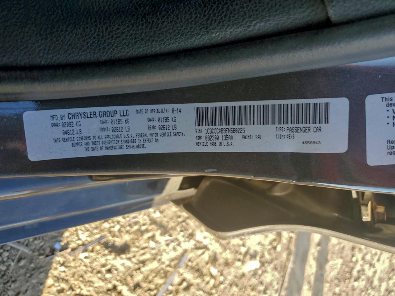 Lot #3311725271 2015 CHRYSLER 200 LIMITE