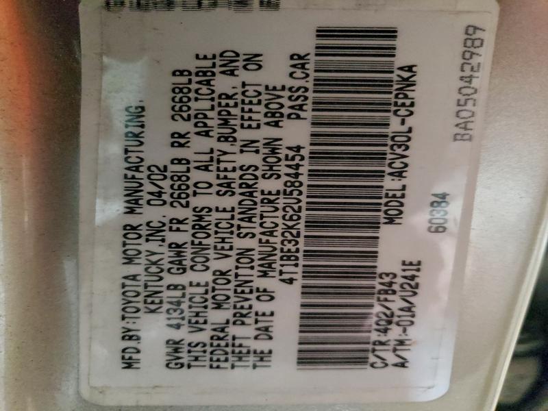 2002 TOYOTA CAMRY LE #3309577627