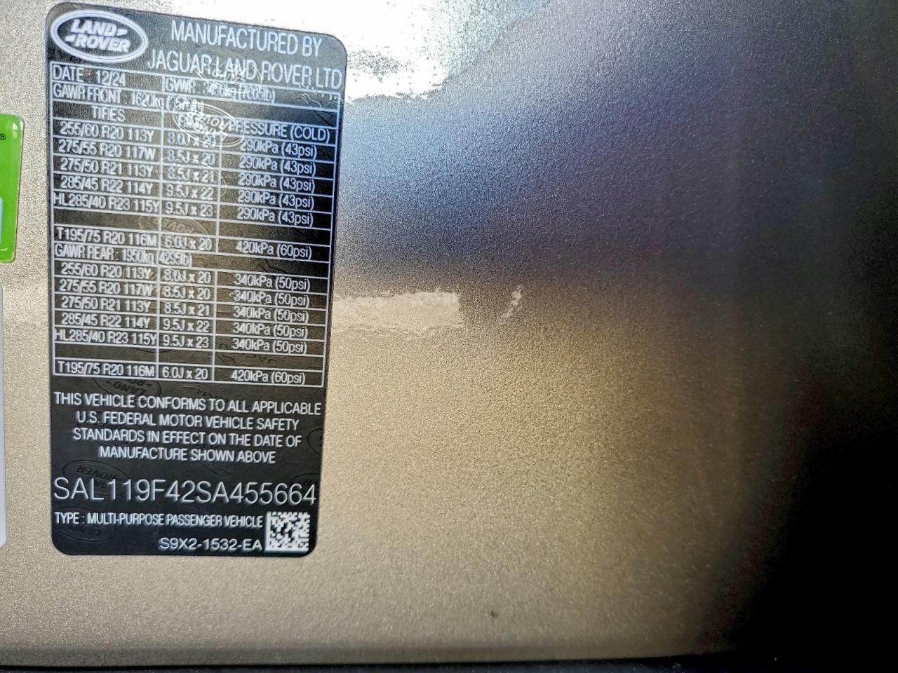 Lot #3316802466 2025 LAND ROVER RANGE ROVE