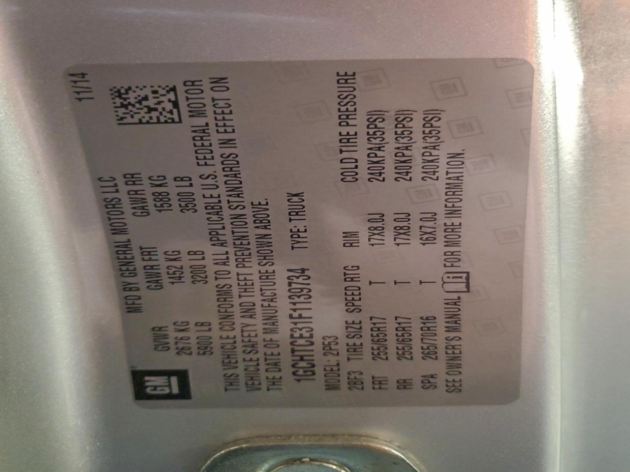 Lot #3317824244 2015 CHEVROLET COLORADO Z