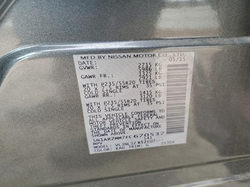 2015 NISSAN PATHFINDER #3319000327