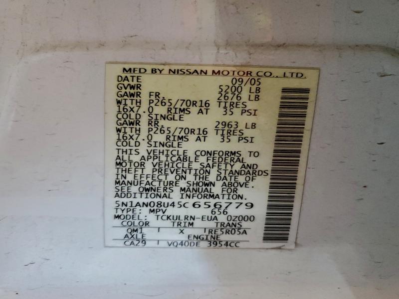 2005 NISSAN XTERRA OFF #3301909430