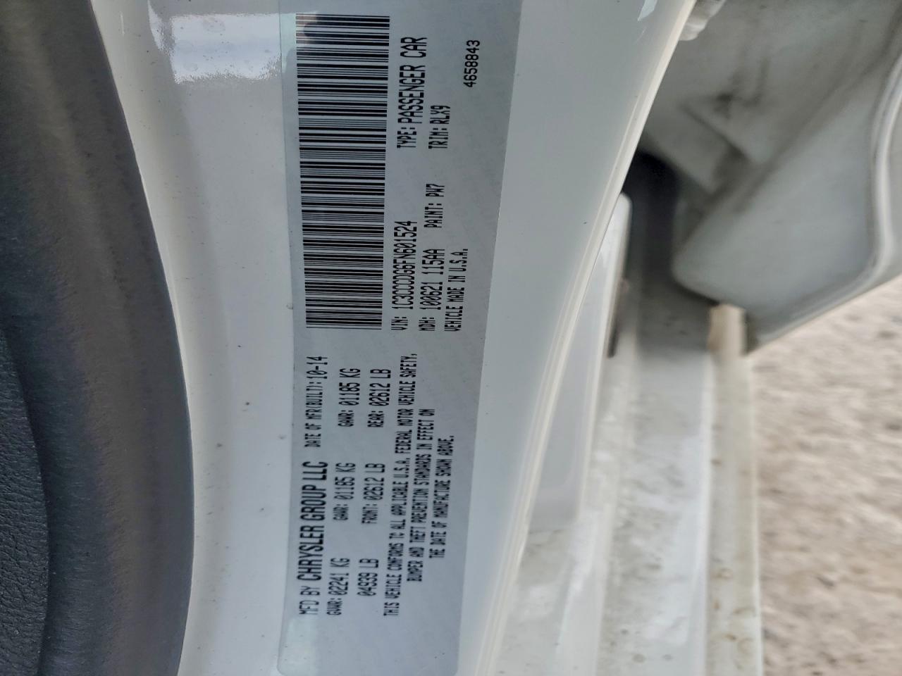 Lot #3316710404 2015 CHRYSLER 200 S