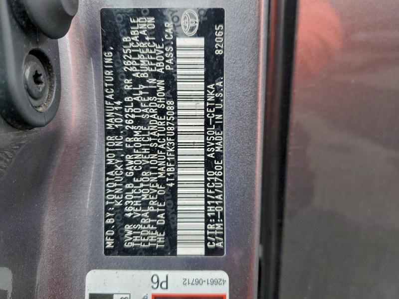 2015 TOYOTA CAMRY LE #3315787344