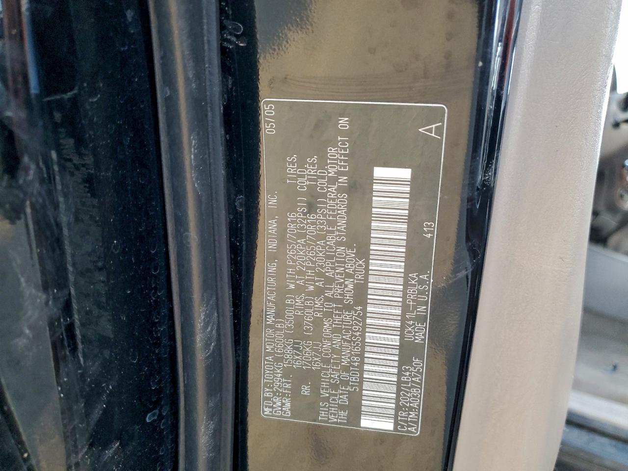 Lot #3304557448 2005 TOYOTA TUNDRA DOU