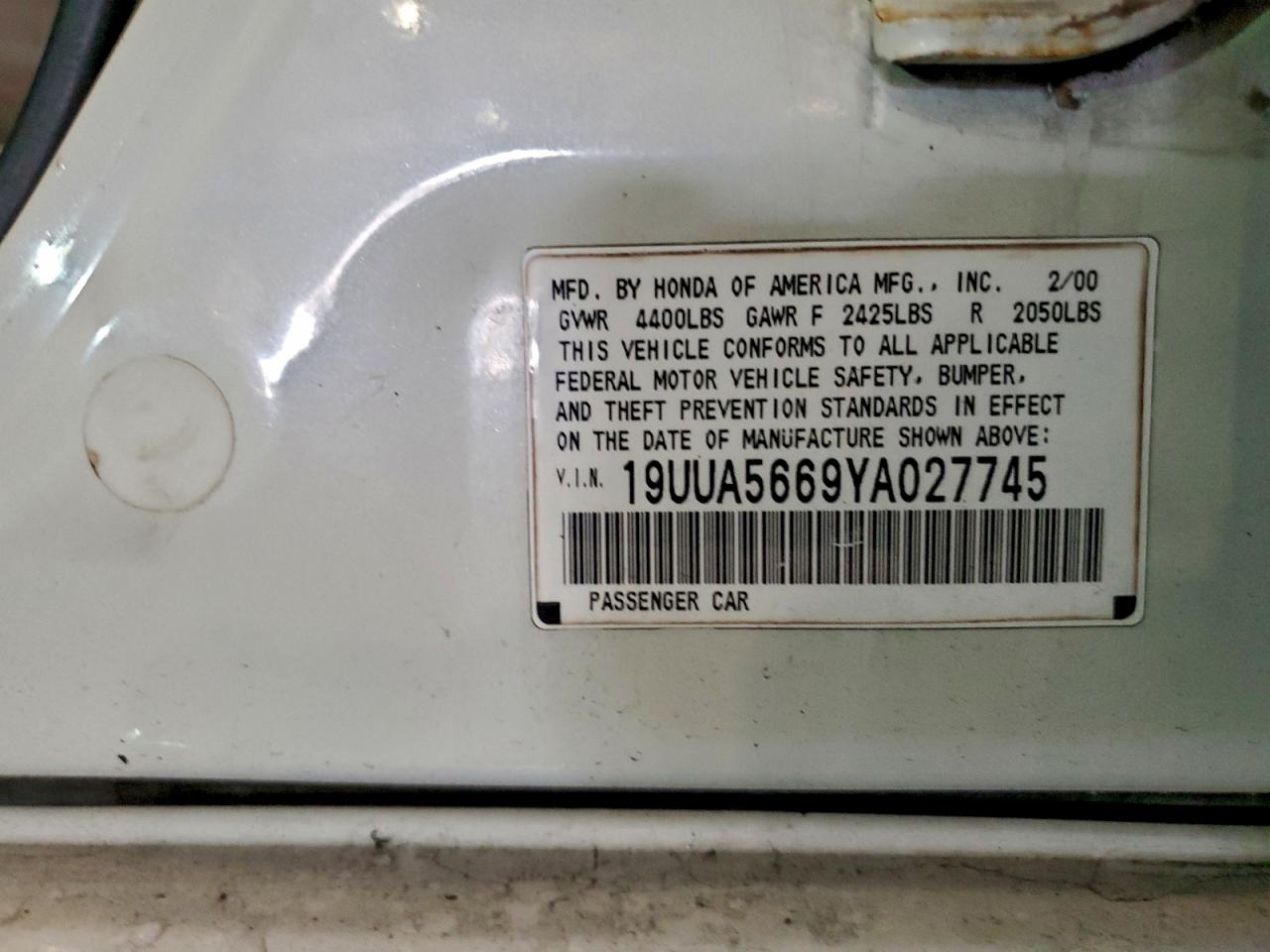 Lot #3302886891 2000 ACURA 3.2TL