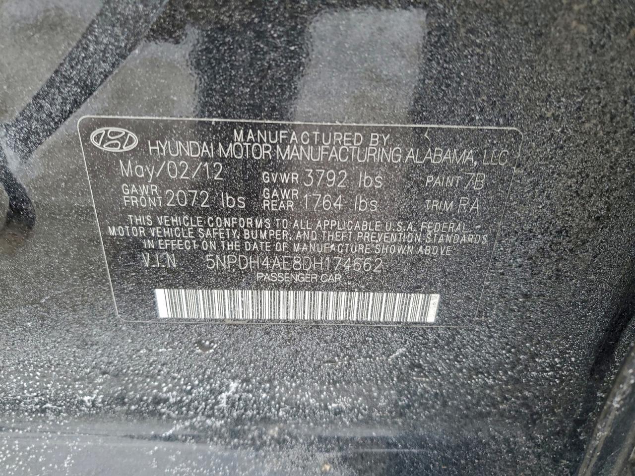 Lot #3316006837 2013 HYUNDAI ELANTRA GL