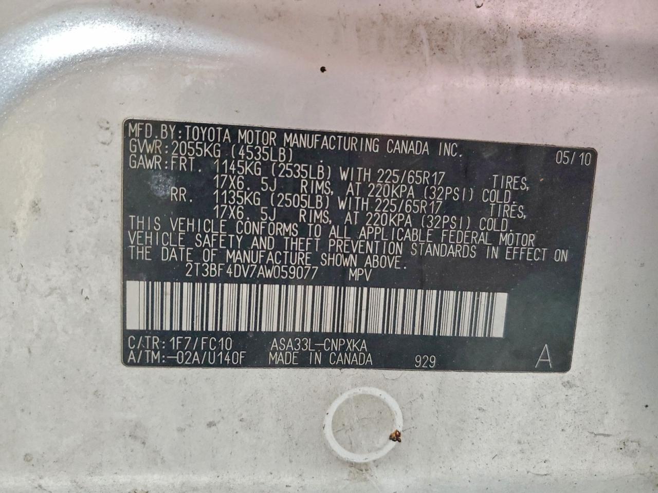 Lot #3308289172 2010 TOYOTA RAV4