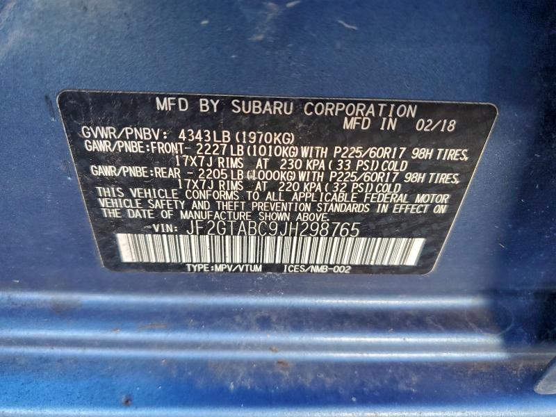 2018 SUBARU CROSSTREK #3302647103