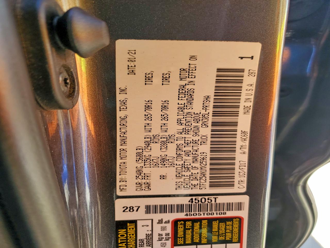 Lot #3318142385 2021 TOYOTA TACOMA DOU