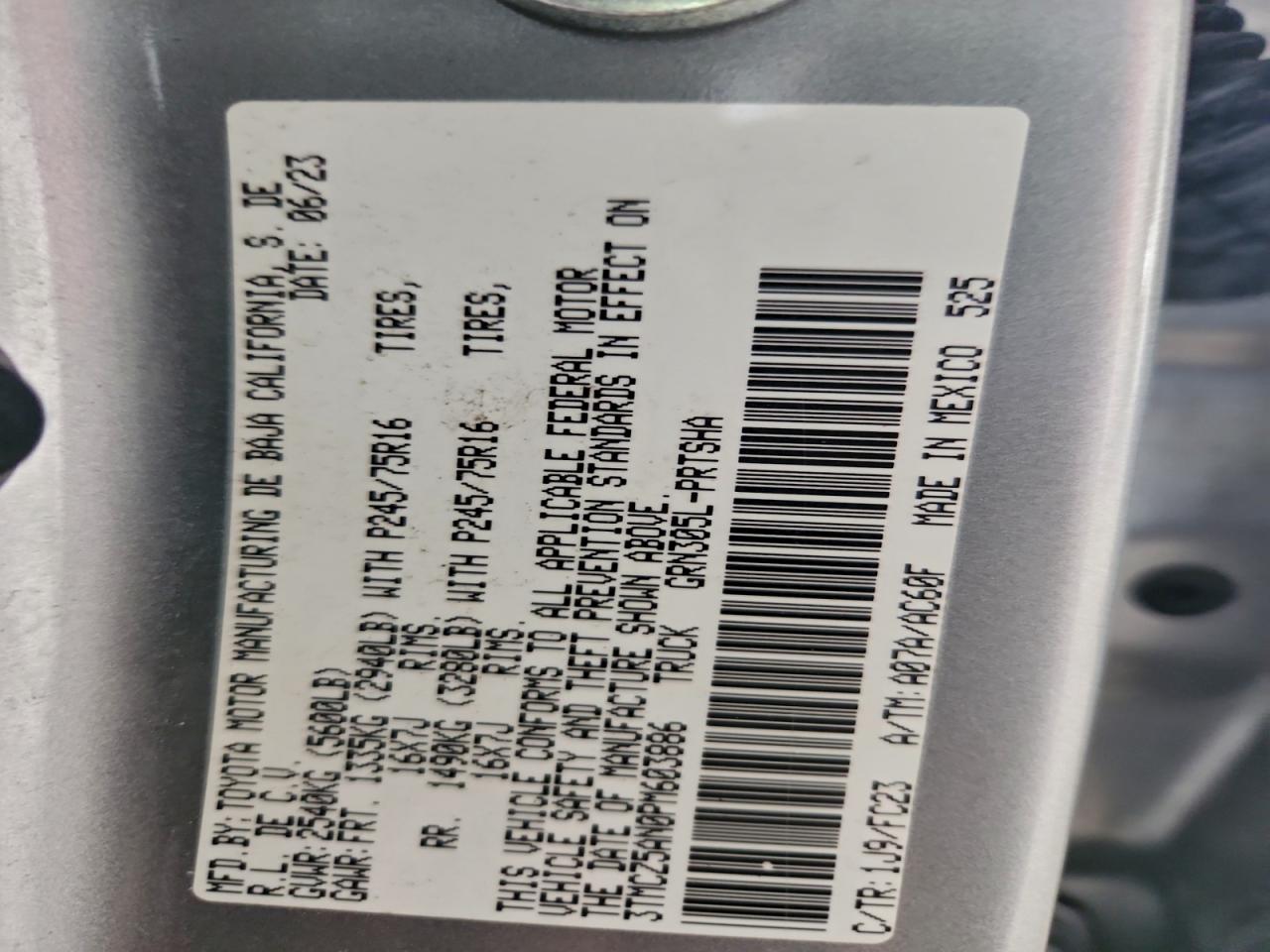 Lot #3310407980 2023 TOYOTA TACOMA DOU