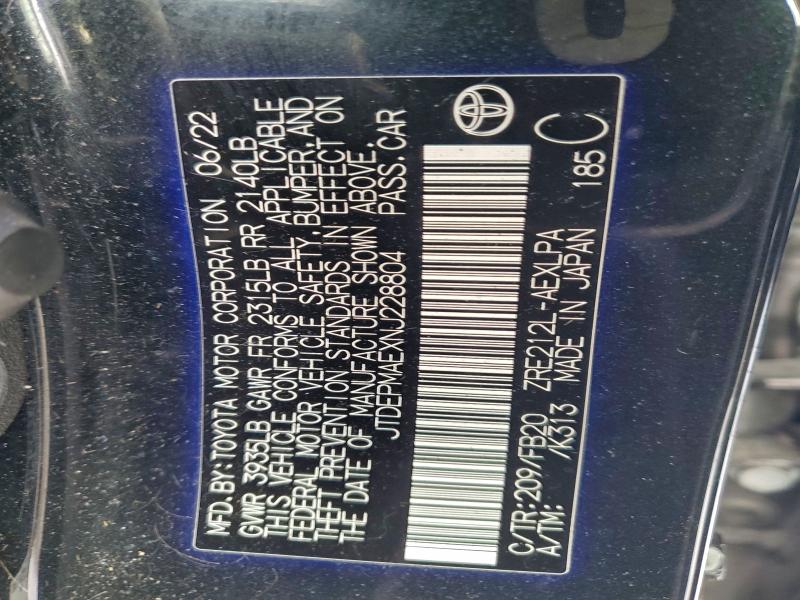 2022 TOYOTA COROLLA LE #3310322005